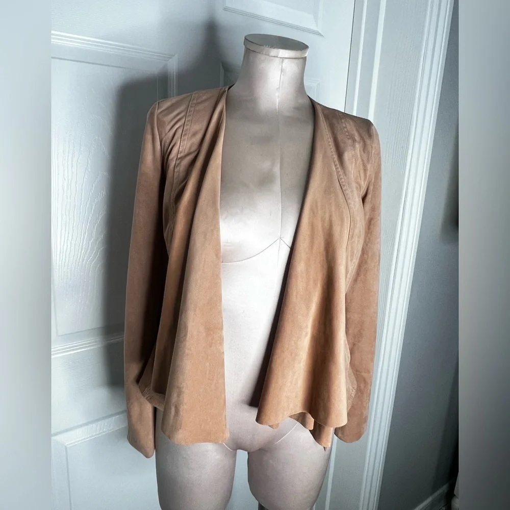 Hutch Women's Open Drape Front Suede Jacket Sz XS Blush Pink